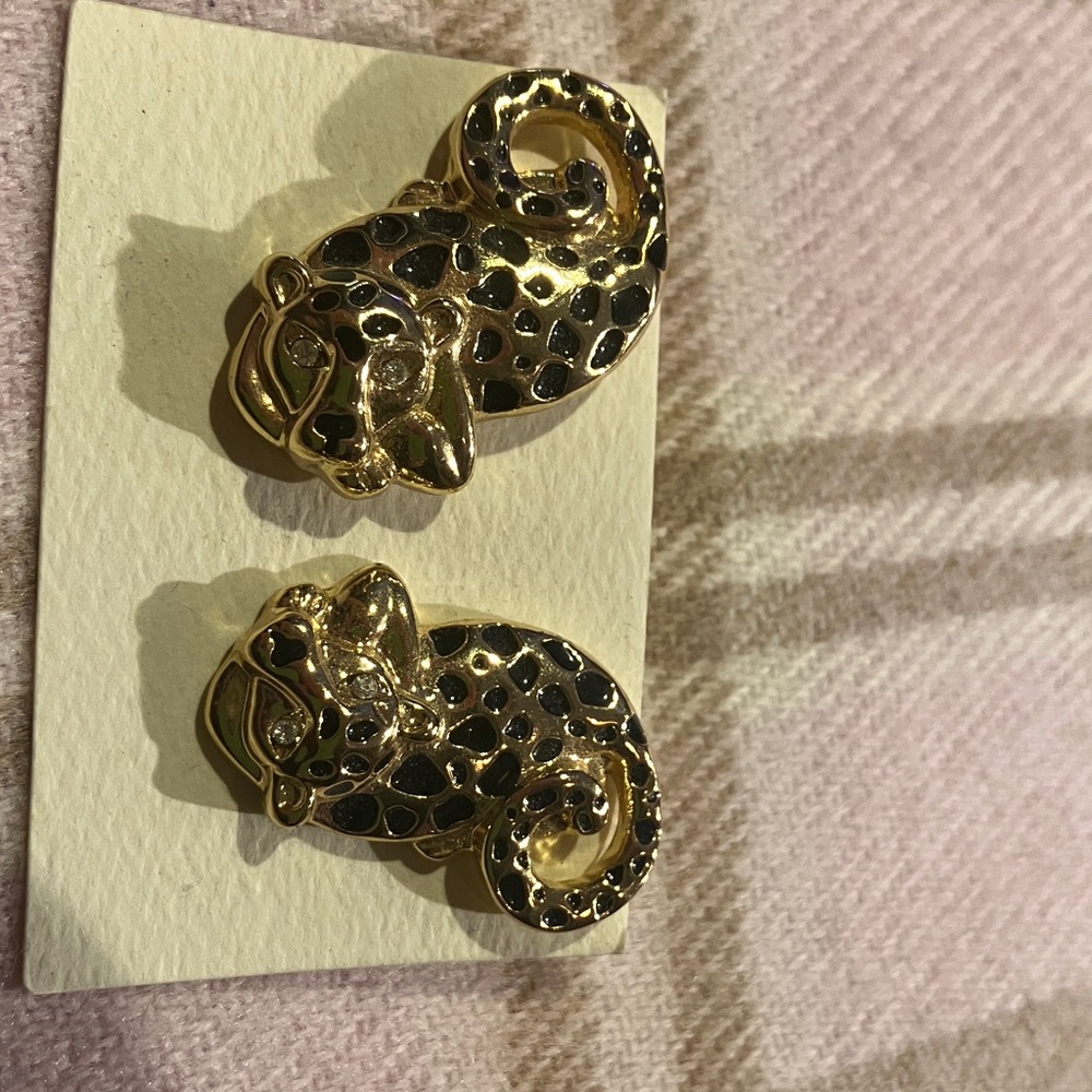 Lilly Pulitzer Gold and Black Panther Stud Earrings